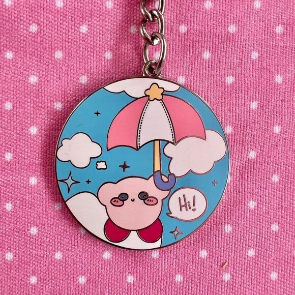 Kirby Umbrella nintendo ultra kawaii Keychain - Picture 1 of 4